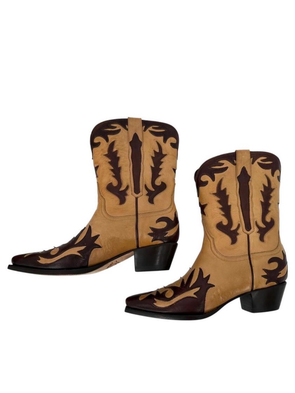 Charlie Horse 1 Artisan Tan and Dark Brown Embroidered Western Cowboy Boots -